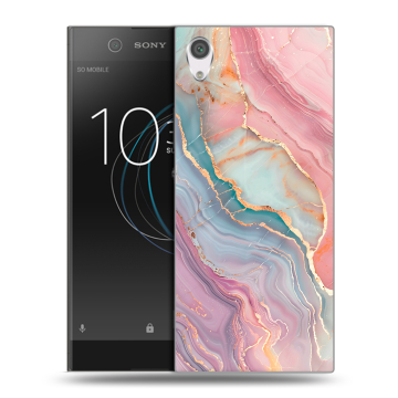 Силиконовый чехол на Sony Xperia XA1 с принтом розовый мрамор