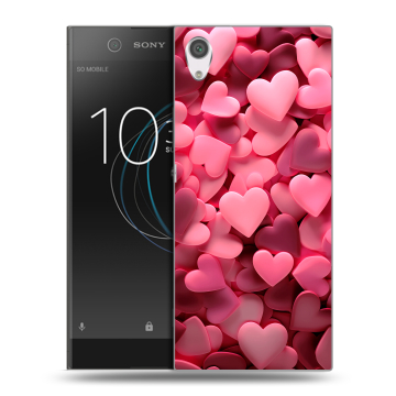 Силиконовый чехол на Sony Xperia XA1 с принтом розовые сердечки