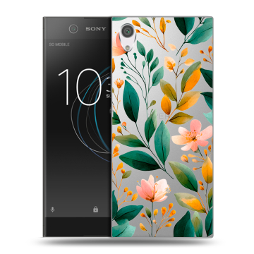 Силиконовый чехол на Sony Xperia XA1 с принтом Цветы паттерн Силиконовый чехол на Sony Xperia XA1 с принтом Цветы паттерн