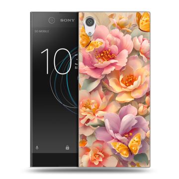 Силиконовый чехол на Sony Xperia XA1 с принтом Цветы и бабочки Силиконовый чехол на Sony Xperia XA1 с принтом Цветы и бабочки