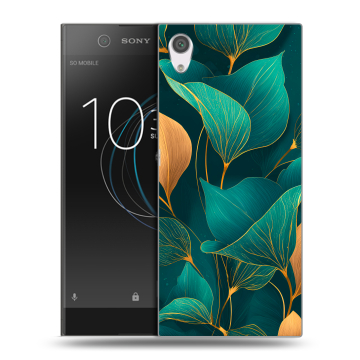 Силиконовый чехол на Sony Xperia XA1 с принтом Листья и золото Силиконовый чехол на Sony Xperia XA1 с принтом Листья и золото