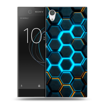 Силиконовый чехол на Sony Xperia XA1 с принтом Неоновые соты Силиконовый чехол на Sony Xperia XA1 с принтом Неоновые соты