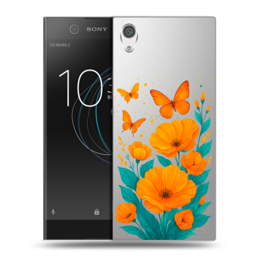 Силиконовый чехол на Sony Xperia XA1 с принтом цветы бабочки Силиконовый чехол на Sony Xperia XA1 с принтом цветы бабочки