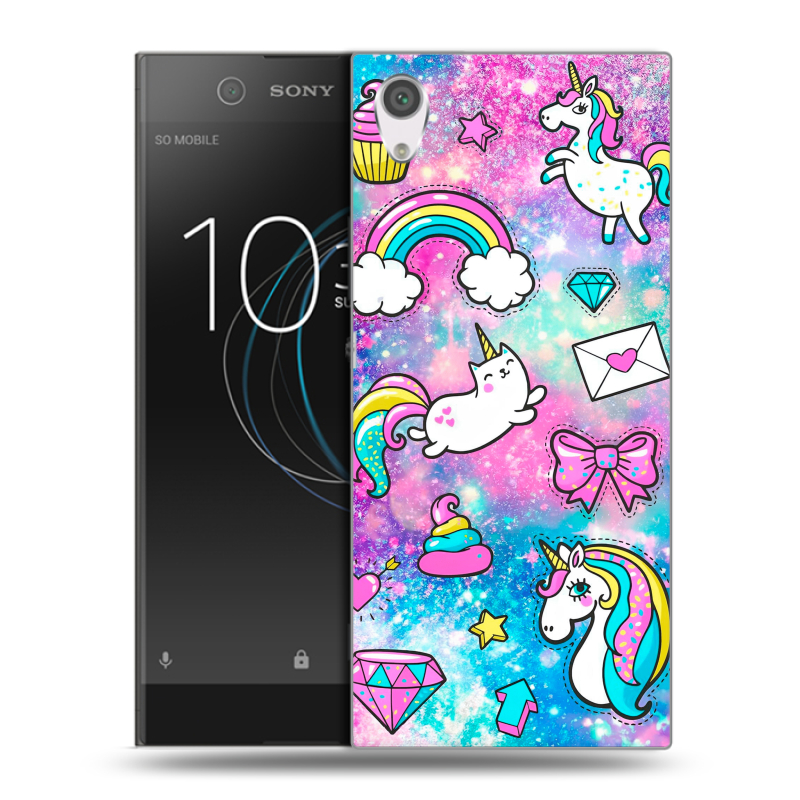 Силиконовый чехол на Sony Xperia XA1 с принтом Единороги Силиконовый чехол на Sony Xperia XA1 с принтом Единороги