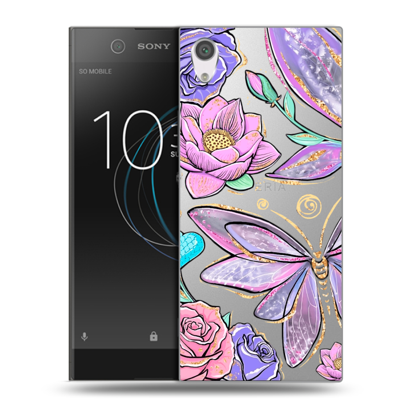 Силиконовый чехол на Sony Xperia XA1 с принтом Бабочки и цветы Силиконовый чехол на Sony Xperia XA1 с принтом Бабочки и цветы