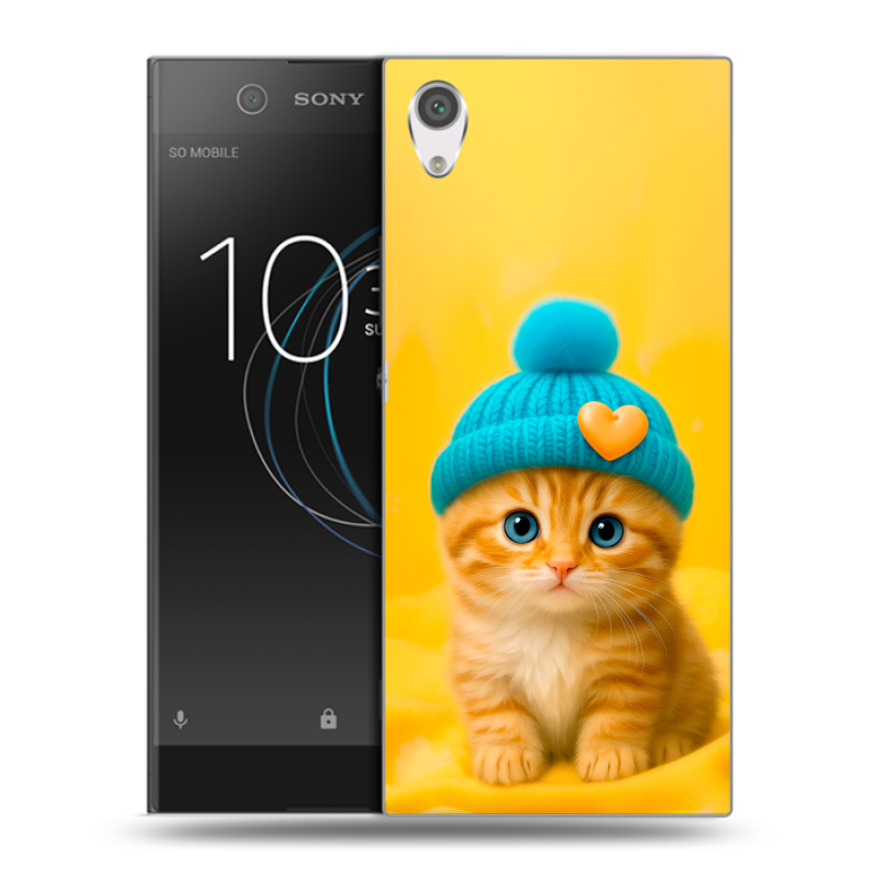Силиконовый чехол на Sony Xperia XA1 с принтом Котенок в шапке Силиконовый чехол на Sony Xperia XA1 с принтом Котенок в шапке