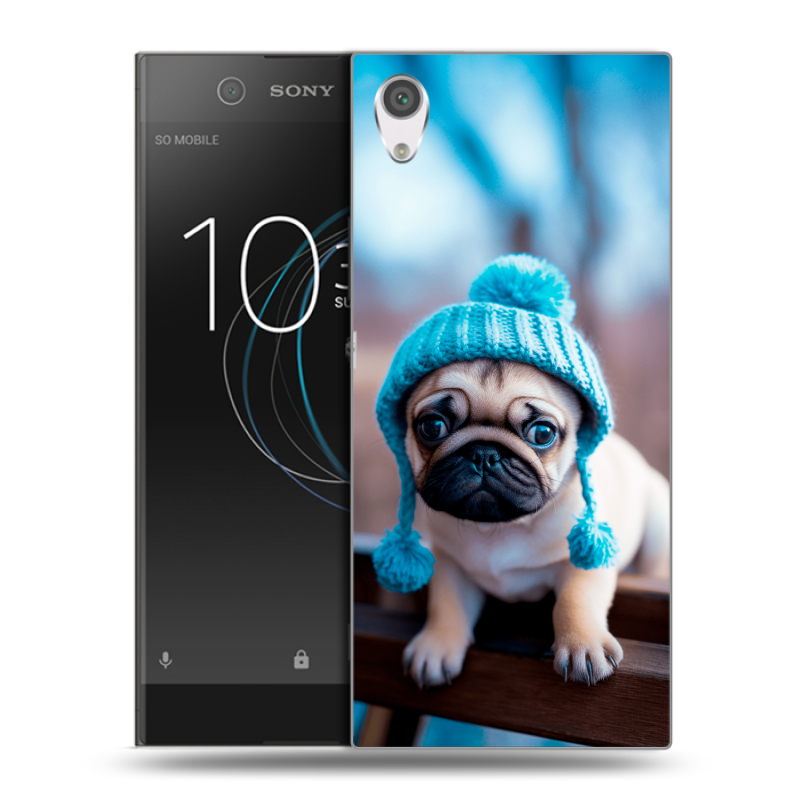 Силиконовый чехол на Sony Xperia XA1 с принтом Мопс в шапке Силиконовый чехол на Sony Xperia XA1 с принтом Мопс в шапке