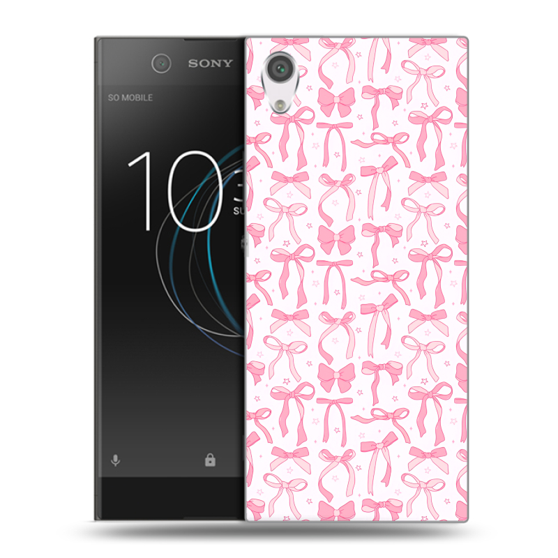 Силиконовый чехол на Sony Xperia XA1 с принтом Розовые бантики Силиконовый чехол на Sony Xperia XA1 с принтом Розовые бантики