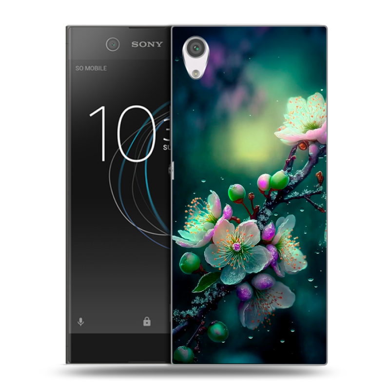 Силиконовый чехол на Sony Xperia XA1 с принтом Цветы и мрамор Силиконовый чехол на Sony Xperia XA1 с принтом Цветы и мрамор