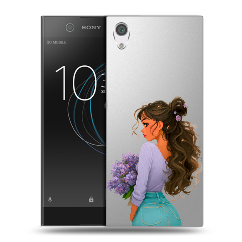 Силиконовый чехол на Sony Xperia XA1 с принтом девушка цветы Силиконовый чехол на Sony Xperia XA1 с принтом девушка цветы