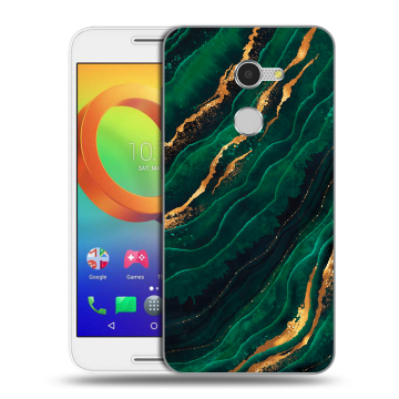 Силиконовый чехол на Alcatel A3 с принтом Мрамор зеленое золото