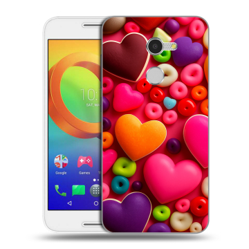 Силиконовый чехол на Alcatel A3 с принтом Сердечки