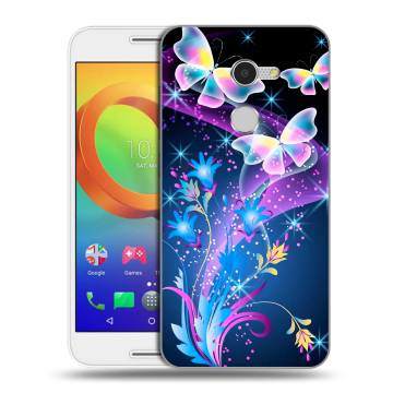 Силиконовый чехол на Alcatel A3 с принтом Бабочки Силиконовый чехол на Alcatel A3 с принтом Бабочки
