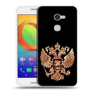Силиконовый чехол на Alcatel A3 с принтом Герб России золотой Силиконовый чехол на Alcatel A3 с принтом Герб России золотой