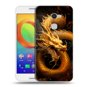 Силиконовый чехол на Alcatel A3 с принтом Золотой дракон Силиконовый чехол на Alcatel A3 с принтом Золотой дракон