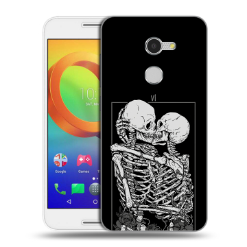 Силиконовый чехол на Alcatel A3 с принтом Поцелуй скелетов