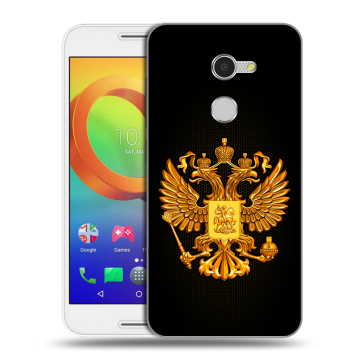 Силиконовый чехол на Alcatel A3 с принтом Герб России желтый