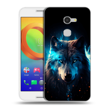 Силиконовый чехол на Alcatel A3 с принтом Волк ночной