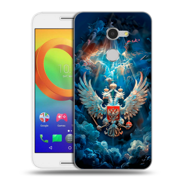 Силиконовый чехол на Alcatel A3 с принтом Герб флаг России Силиконовый чехол на Alcatel A3 с принтом Герб флаг России