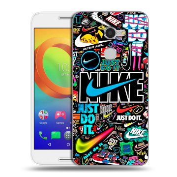 Силиконовый чехол на Alcatel A3 с принтом найк nike черный Силиконовый чехол на Alcatel A3 с принтом найк nike черный