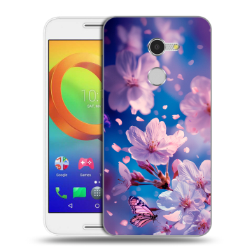 Силиконовый чехол на Alcatel A3 с принтом цветы бабочки Силиконовый чехол на Alcatel A3 с принтом цветы бабочки