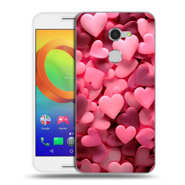 Силиконовый чехол на Alcatel A3 с принтом розовые сердечки