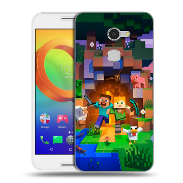 Силиконовый чехол на Alcatel A3 с принтом Майнкрафт Minecraft Силиконовый чехол на Alcatel A3 с принтом Майнкрафт Minecraft