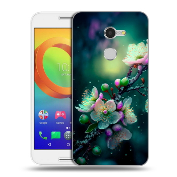 Силиконовый чехол на Alcatel A3 с принтом Цветы и мрамор