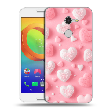 Силиконовый чехол на Alcatel A3 с принтом Сердечки
