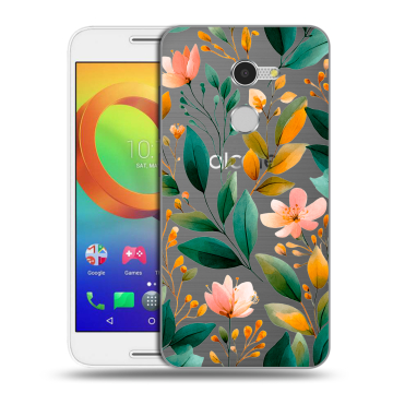 Силиконовый чехол на Alcatel A3 с принтом Цветы паттерн