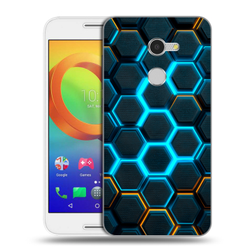Силиконовый чехол на Alcatel A3 с принтом Неоновые соты