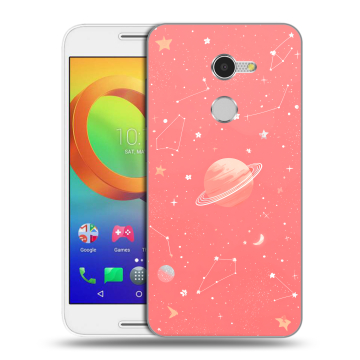 Силиконовый чехол на Alcatel A3 с принтом Розовый космос