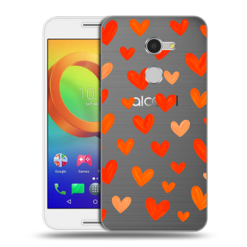 Силиконовый чехол на Alcatel A3 с принтом Сердечки