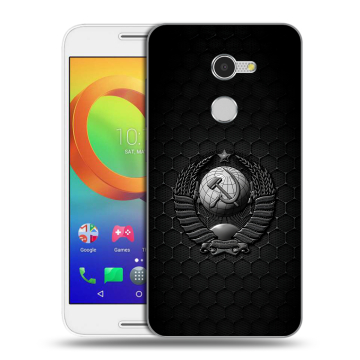Силиконовый чехол на Alcatel A3 с принтом Герб Флаг СССР