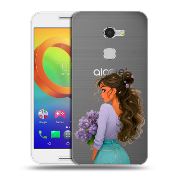 Силиконовый чехол на Alcatel A3 с принтом девушка цветы