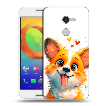 Силиконовый чехол на Alcatel A3 с принтом корги Силиконовый чехол на Alcatel A3 с принтом корги