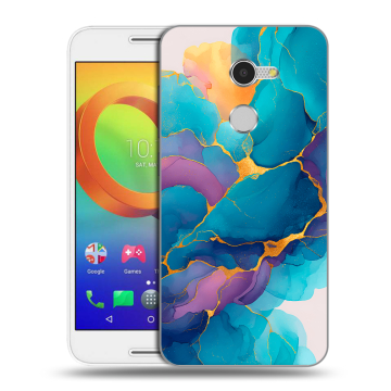 Силиконовый чехол на Alcatel A3 с принтом Мрамор блестки