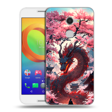 Силиконовый чехол на Alcatel A3 с принтом Дракон Японский Силиконовый чехол на Alcatel A3 с принтом Дракон Японский