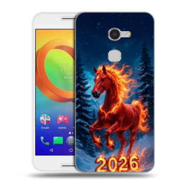 Силиконовый чехол на Alcatel A3 с принтом Новый год коня