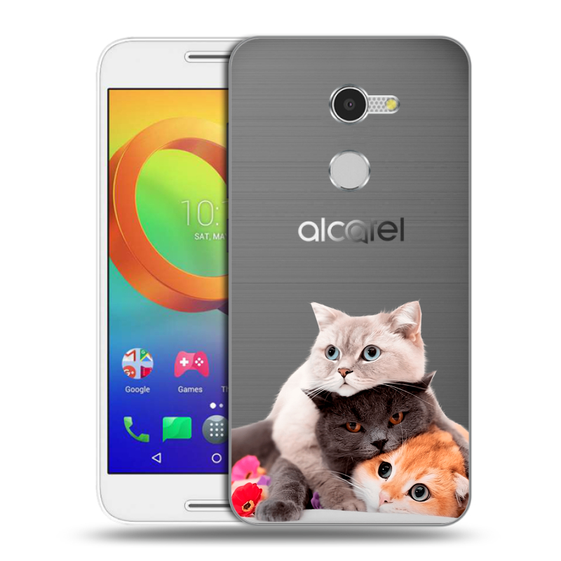Силиконовый чехол на Alcatel A3 с принтом Кошки Силиконовый чехол на Alcatel A3 с принтом Кошки
