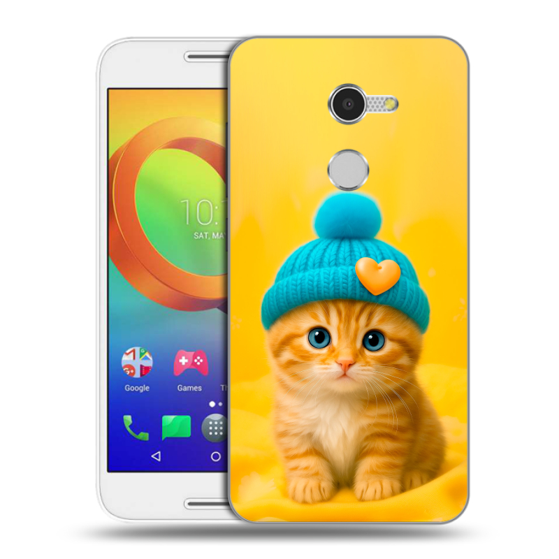Силиконовый чехол на Alcatel A3 с принтом Котенок в шапке Силиконовый чехол на Alcatel A3 с принтом Котенок в шапке