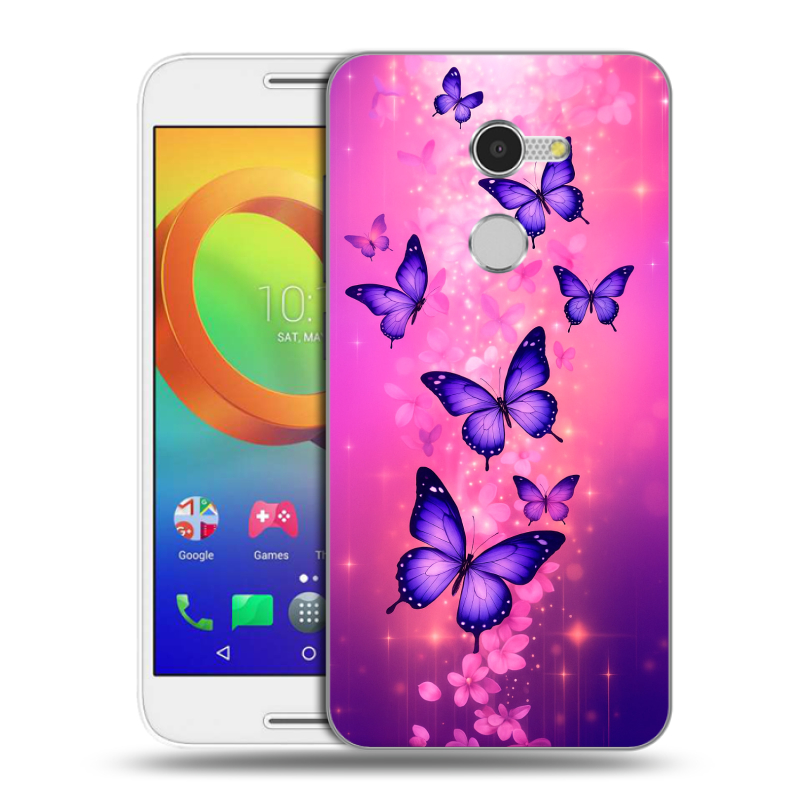 Силиконовый чехол на Alcatel A3 с принтом Бабочки Силиконовый чехол на Alcatel A3 с принтом Бабочки
