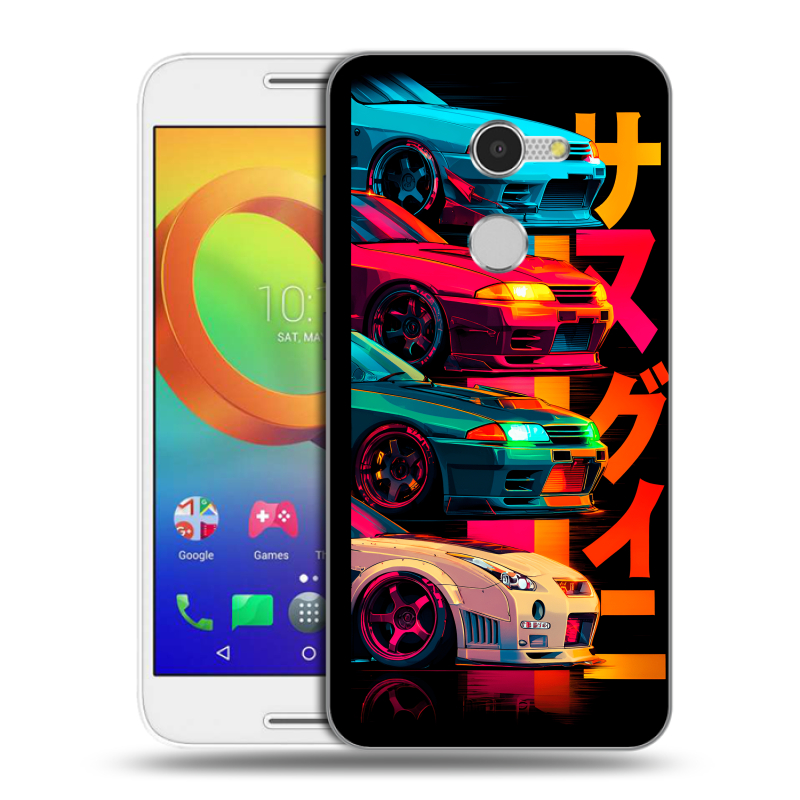 Силиконовый чехол на Alcatel A3 с принтом Гоночные машины Силиконовый чехол на Alcatel A3 с принтом Гоночные машины