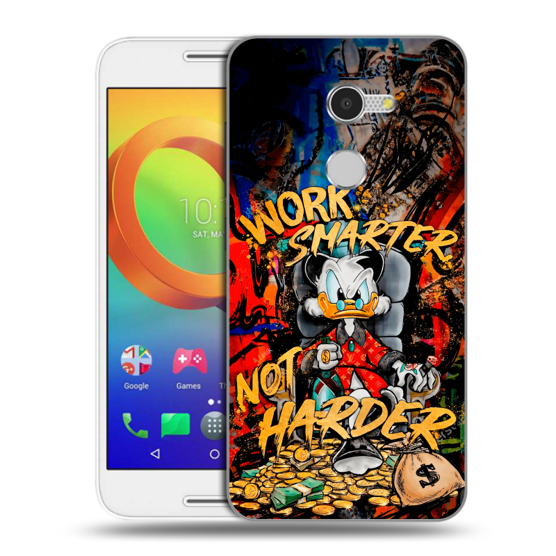 Силиконовый чехол на Alcatel A3 с принтом Дональд Дак Деньги Силиконовый чехол на Alcatel A3 с принтом Дональд Дак Деньги