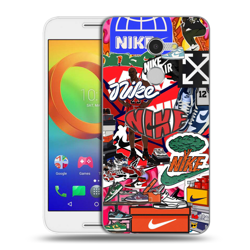 Силиконовый чехол на Alcatel A3 с принтом Найк Nike яркий Силиконовый чехол на Alcatel A3 с принтом Найк Nike яркий