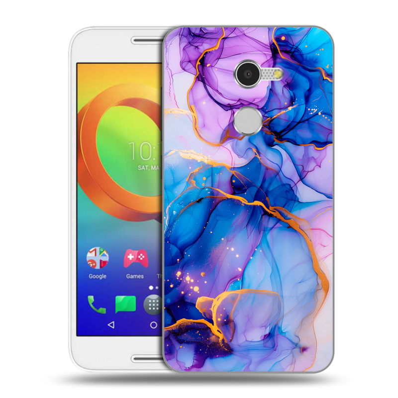 Силиконовый чехол на Alcatel A3 с принтом синий мрамор Силиконовый чехол на Alcatel A3 с принтом синий мрамор