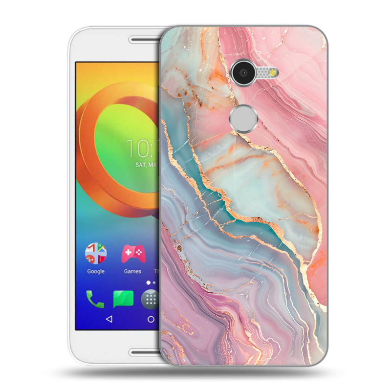 Силиконовый чехол на Alcatel A3 с принтом розовый мрамор Силиконовый чехол на Alcatel A3 с принтом розовый мрамор