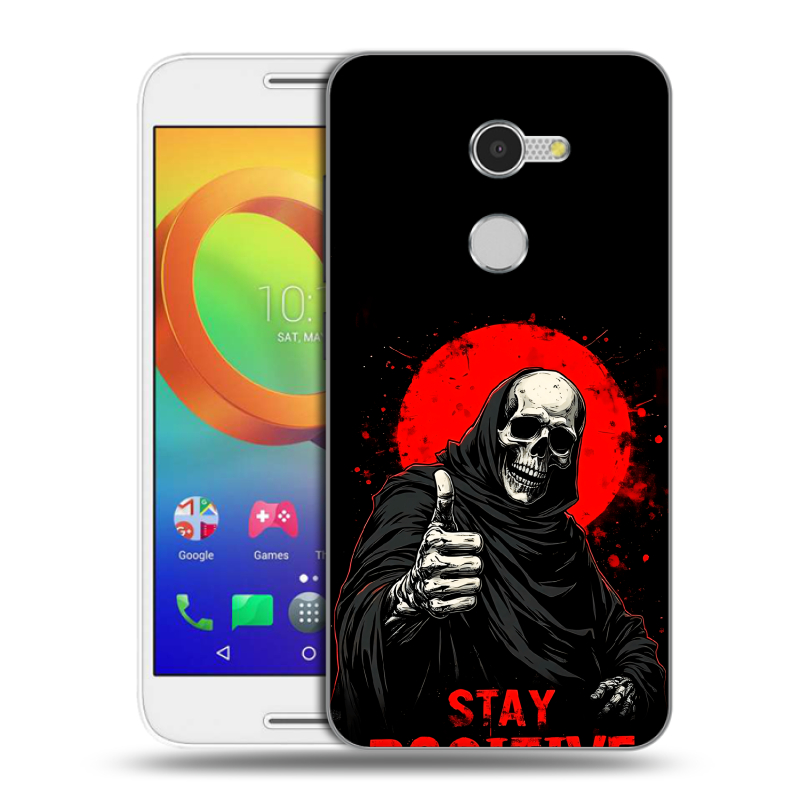 Силиконовый чехол на Alcatel A3 с принтом смешной скелет Силиконовый чехол на Alcatel A3 с принтом смешной скелет