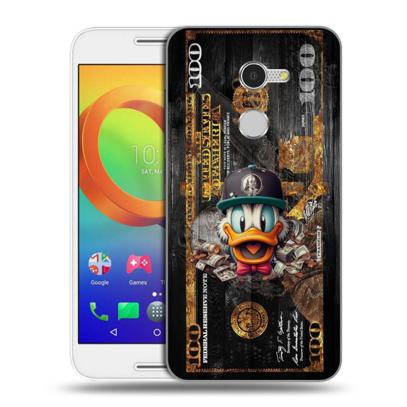 Силиконовый чехол на Alcatel A3 с принтом Дональд Дак Доллар Силиконовый чехол на Alcatel A3 с принтом Дональд Дак Доллар