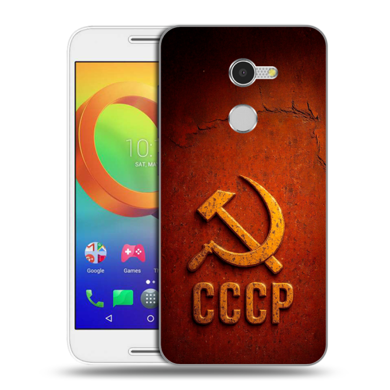 Силиконовый чехол на Alcatel A3 с принтом Флаг Герб СССР Силиконовый чехол на Alcatel A3 с принтом Флаг Герб СССР